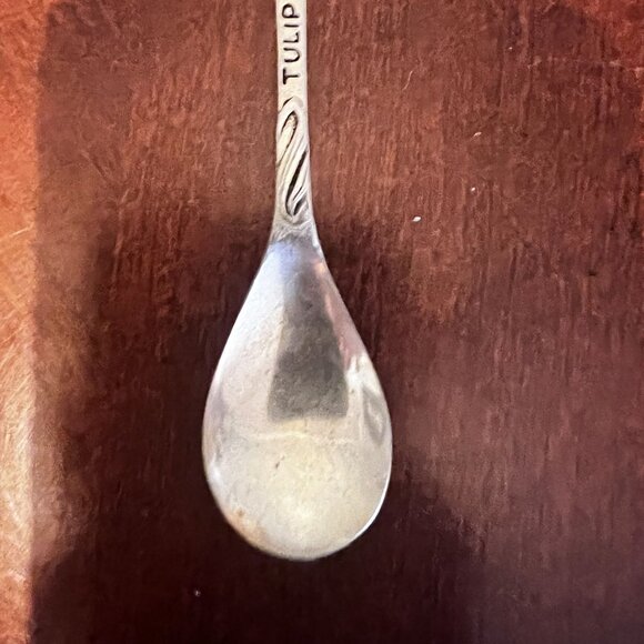 Vintage Silver Demitasse Cup Tea Coffee Spoon Tulip Flower Made Holland 1973 - Picture 4 of 7